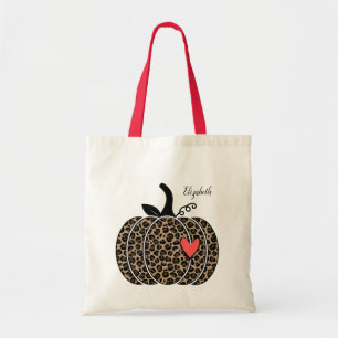 Luipaard Pompoen Herfst met hart Tote Bag