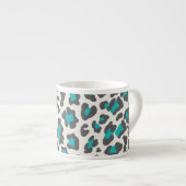Luipaard Print Aqua, grijs, wit Espresso Kop (Voorkant rechts)