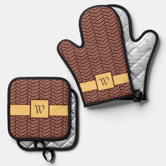 Luipaard Print Chevron Ovenwant & Pannenlap Set (Voorkant / Achterkant)