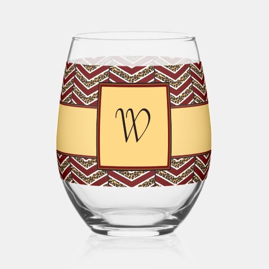 Luipaard Print Chevron Wijnglas Zonder Voet (Achterkant)