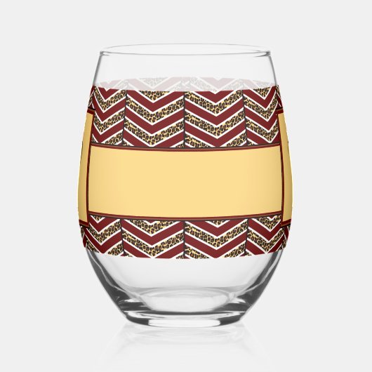 Luipaard Print Chevron Wijnglas Zonder Voet (Links)