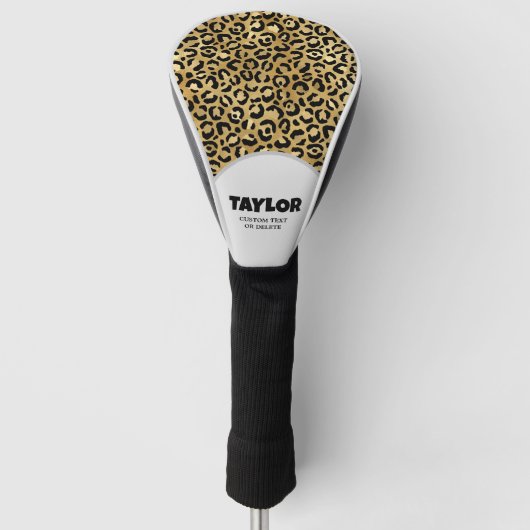 Luipaard Print Dier Patroon Gepersonaliseerde teks Golfheadcover (Voorkant)