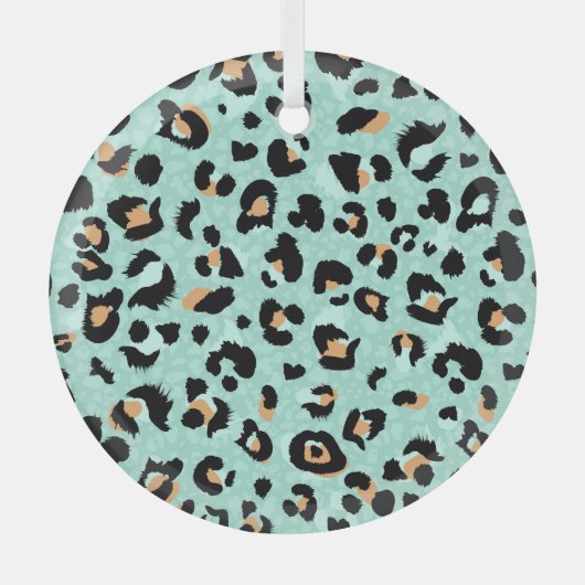 Luipaard print, dierlijk patroon glas ornament (Voorkant)