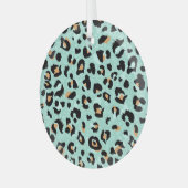 Luipaard print, dierlijk patroon glas ornament (Voorkant links)