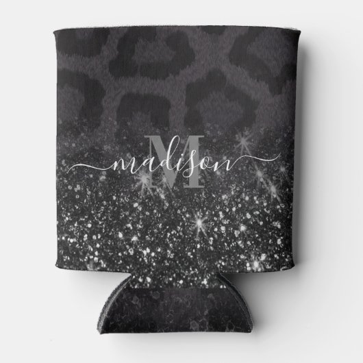 Luipaard Print en Glitter Blikjeskoeler (Voorkant)