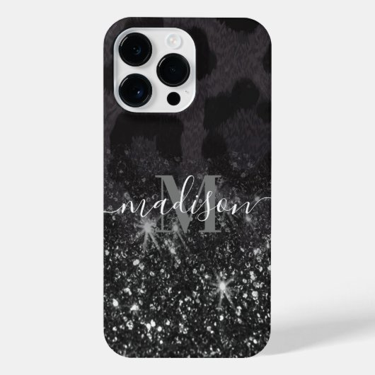 Luipaard Print en Glitter iPhone Hoesje (Achterkant)