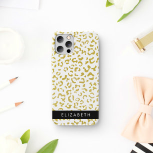 Luipaard Print, Gouden Luipaard, Glitter, Jouw naa iPhone 12 Pro Hoesje