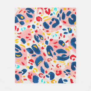 Luipaard print: handgeschilderde waterverf. fleece deken