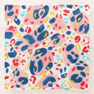 Luipaard print: handgeschilderde waterverf. glazen onderzetter