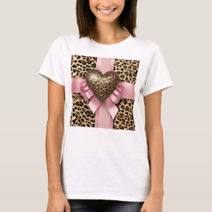 Luipaard Print Hart Roze Lint T-shirt