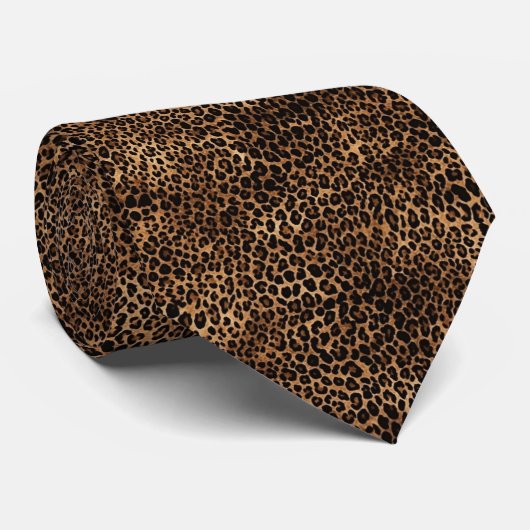 Luipaard print in bruin en zwart patroon stropdas (Opgerold)