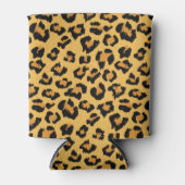 Luipaard Print in Natuurlijk Bruin, Goud en Zwart Blikjeskoeler (Voorkant)