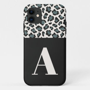 Luipaard print initiaal typografie vet modern chic iPhone 11 hoesje