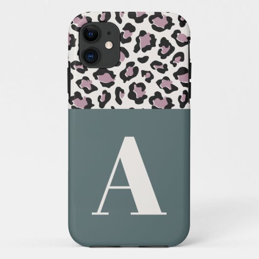 Luipaard print initiaal typografie vet modern chic Case-Mate iPhone case (Achterkant)