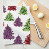 Luipaard print kleurrijke kerstbomen theedoek (Quarter Fold)