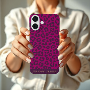 Luipaard print-magenta- iPhone 16 hoesje