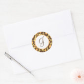 Luipaard print monogram ronde sticker (Envelop)