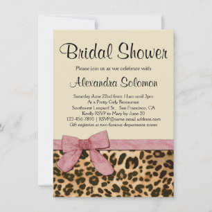 Luipaard Print Roze Bow Bruidsdouche uitnodiging