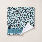 Luipaard Print, Vlekken, Blauwe luipaard, Jouw naa Bad Handdoek (Wasdoekje)