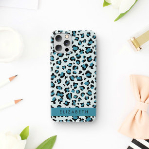 Luipaard Print, Vlekken, Blauwe luipaard, Jouw naa iPhone 12 Pro Hoesje