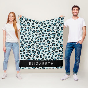 Luipaard Print, Vlekken, Blauwe luipaard, Jouw naa Fleece Deken