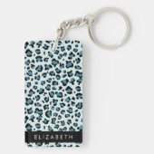 Luipaard Print, Vlekken, Blauwe luipaard, Jouw naa Sleutelhanger (achterkant)