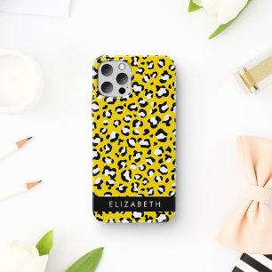 Luipaard Print, Vlekken, Gele Luipaard, Jouw naam iPhone 12 Pro Hoesje