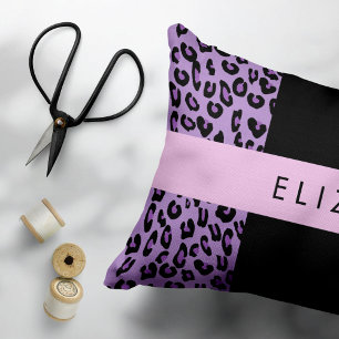 Luipaard Print, Zebra Print, Paarse, Jouw naam Accent Kussen