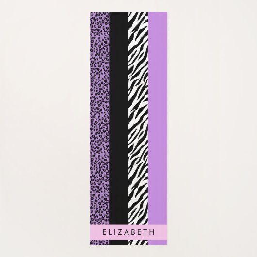 Luipaard Print, Zebra Print, Paarse, Jouw naam Yogamat (Achterkant)