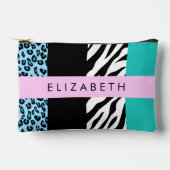 Luipaard Print, Zebraprint, Blauw, Jouw naam Etui (Voorkant)