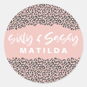 Luipaard print zestig en sassy 60ste verjaardag ro ronde sticker