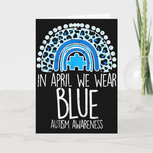 Luipaard Regenboog April We dragen blauw Autisme b Kaart (Voorkant)