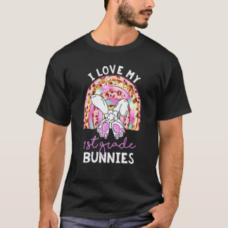 Luipaard Regenboog Ik hou van mijn konijnen leraar T-shirt