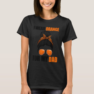 Luipaard Rommelige Knot Leukemie Ik Draag Oranje T-shirt