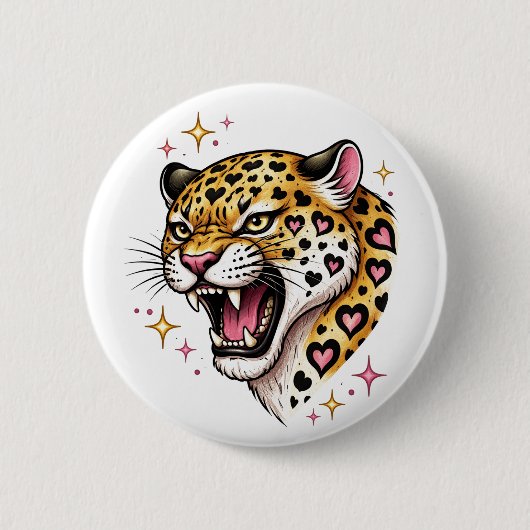 Luipaard Ronde Button 5,7 Cm (Voorkant)