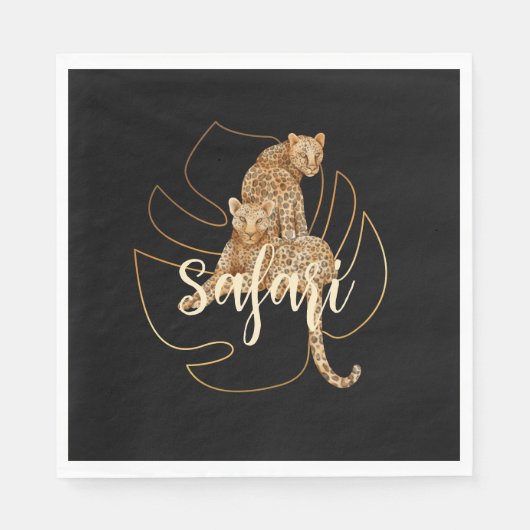 Luipaard safari zwart servet (Voorkant)