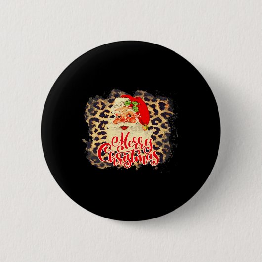 Luipaard Santa Vrolijk Kerstfeest Sinterklaas Ronde Button 5,7 Cm (Voorkant)
