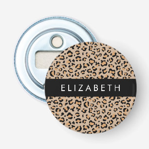 Luipaard, spuiten, bruine luipaard, Jouw naam Button Flesopener