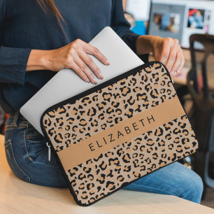 Luipaard, spuiten, bruine luipaard, Jouw naam Laptop Sleeve