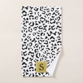 Luipaard, spuiten, zwart en wit, monogram bad handdoek (Handdoek)