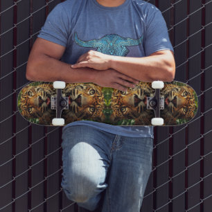Luipaard staart terwijl hij water uit de jungle dr skateboard