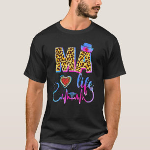 Luipaard Tie Dye Ma Leven Stethoscoop Luipaard Ver T-shirt