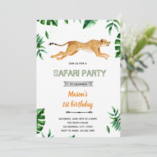 Luipaard verjaardagsthema kaart (Staand voorkant)