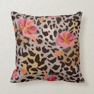 Luipaard Vintage Retro Chic Dubbelzijdig Roze Kussen