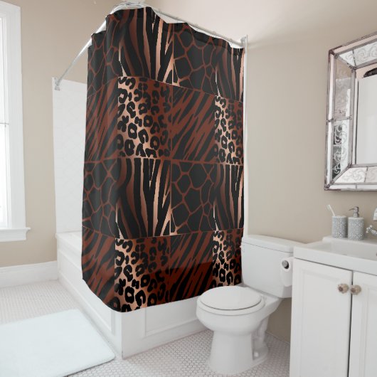 Luipaard, Zebra, Giraffe, Tijgerontwerp Douchegordijn (In situ)