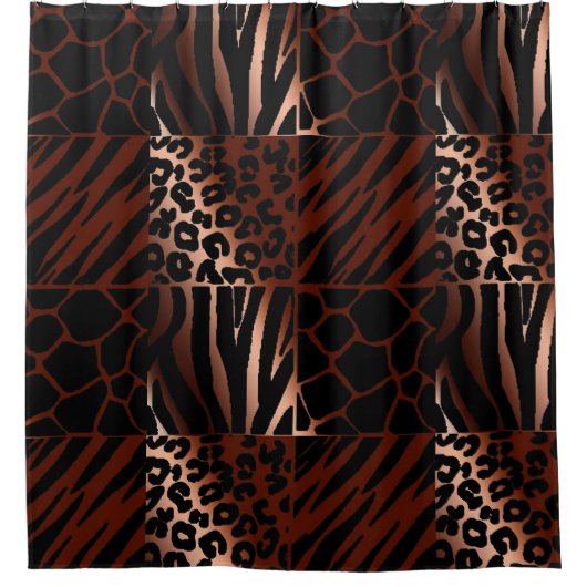 Luipaard, Zebra, Giraffe, Tijgerontwerp Douchegordijn (Voorkant)