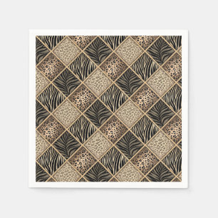 Luipaard & Zebra Print Collage - Dierenhuid Design Servet
