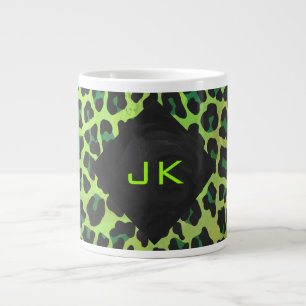 Luipaard Zwart en Groen met Monogram Grote Koffiekop