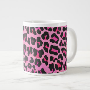 Luipaard Zwart en Heet Roze Print Jumbo Mok