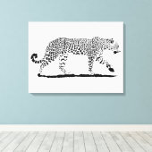 Luipaard zwart-wit kunst tekening. canvas afdruk (Insitu (Houten vloer))